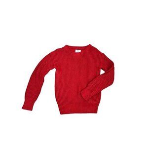 Kids Long-Sleeve Red Knit Sweater By Play Little Giraffe Size 6 Bamboo & Cotton